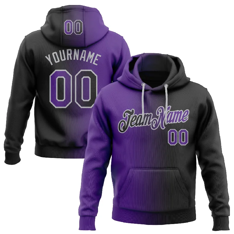 Hoodie with sports team logosCustom Stitched Black Purple-Gray Gradient Fashion Sports Pullover Sweatshirt Hoodie