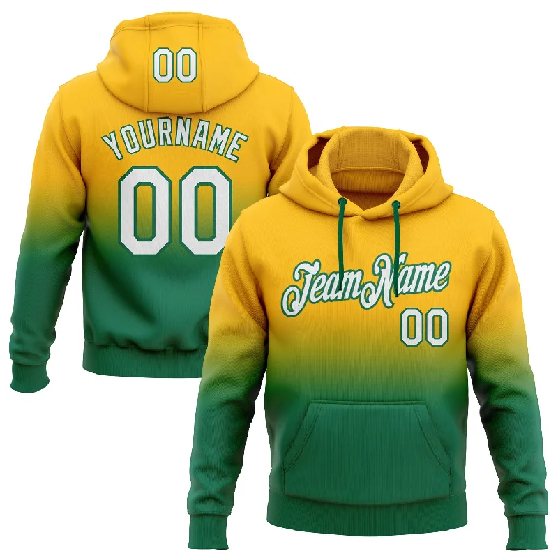 Hoodie for tech geeks slogansCustom Stitched Gold White-Kelly Green Fade Fashion Sports Pullover Sweatshirt Hoodie