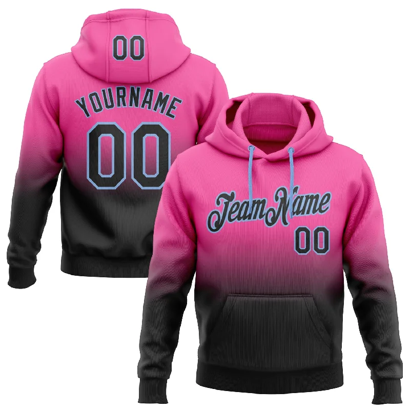 Hoodie with military-inspired lookCustom Stitched Pink Black-Light Blue Fade Fashion Sports Pullover Sweatshirt Hoodie