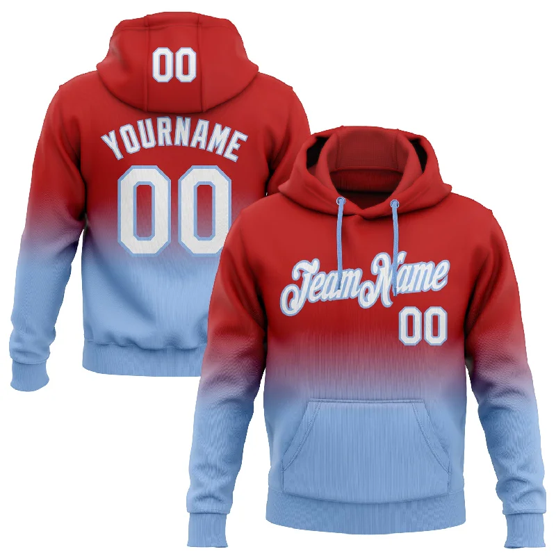 Hoodie for kids with cartoon charactersCustom Stitched Red White-Light Blue Fade Fashion Sports Pullover Sweatshirt Hoodie