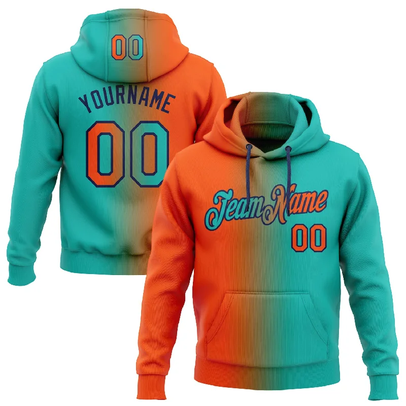 Hoodie for snowy mountain daysCustom Stitched Aqua Orange-Navy Gradient Fashion Sports Pullover Sweatshirt Hoodie