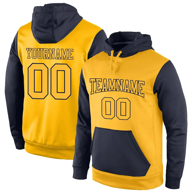 Hoodie for DIY bleach designsCustom Stitched Gold Gold-Navy Sports Pullover Sweatshirt Hoodie