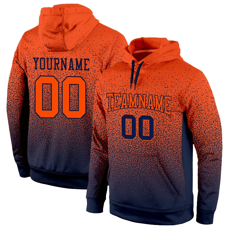 Hoodie for artists creative designsCustom Stitched Navy Orange Fade Fashion Sports Pullover Sweatshirt Hoodie