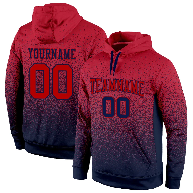 Hoodie with tie-dye patternsCustom Stitched Navy Red Fade Fashion Sports Pullover Sweatshirt Hoodie