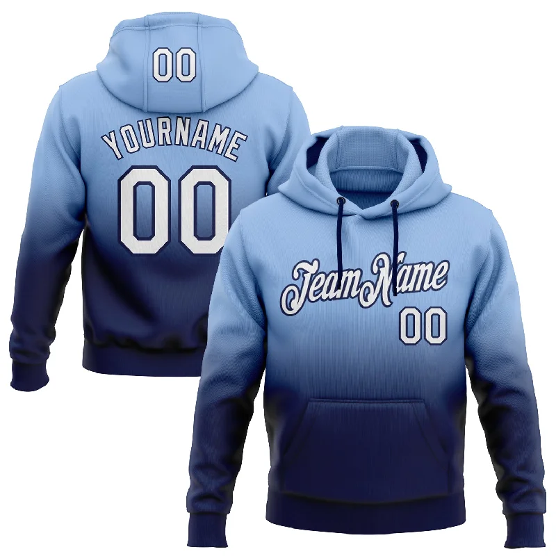 Hoodie for binge-watching nightsCustom Stitched Light Blue White-Navy Fade Fashion Sports Pullover Sweatshirt Hoodie