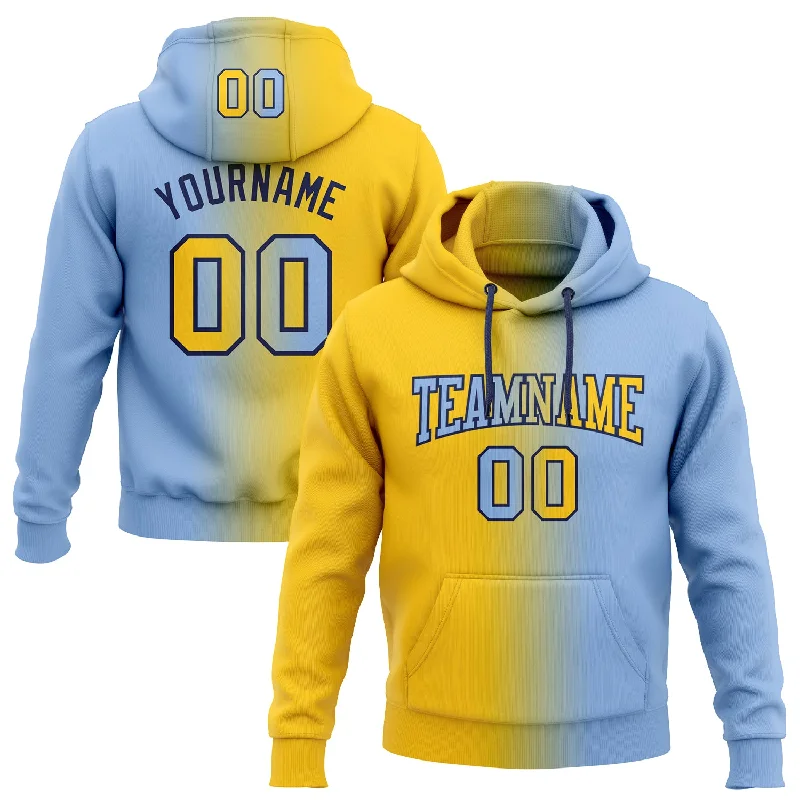 Hoodie with galaxy nebula printCustom Stitched Light Blue Yellow-Navy Gradient Fashion Sports Pullover Sweatshirt Hoodie