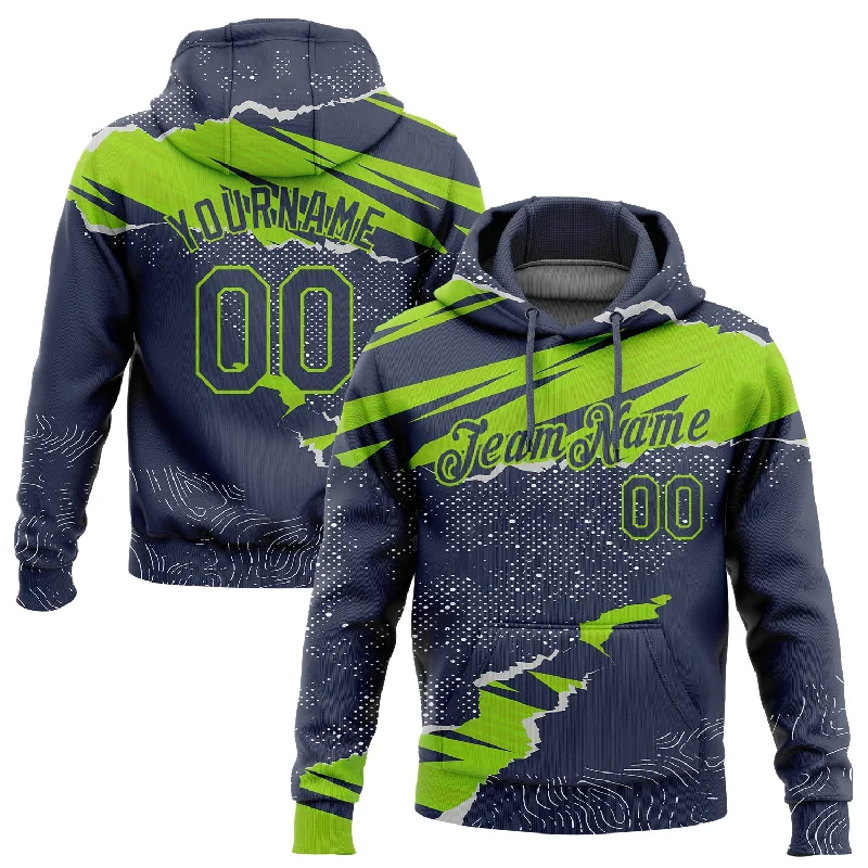 Hoodie for men under $20Custom Stitched Navy Neon Green 3D Pattern Design Torn Paper Style Sports Pullover Sweatshirt Hoodie