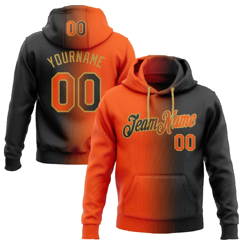 Hoodie for cozy fireplace nightsCustom Stitched Black Orange-Old Gold Gradient Fashion Sports Pullover Sweatshirt Hoodie