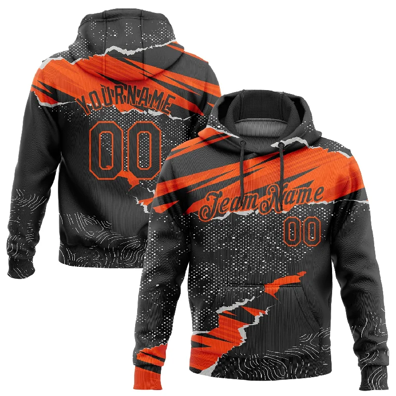 Hoodie with witty programmer jokesCustom Stitched Black Orange 3D Pattern Design Torn Paper Style Sports Pullover Sweatshirt Hoodie