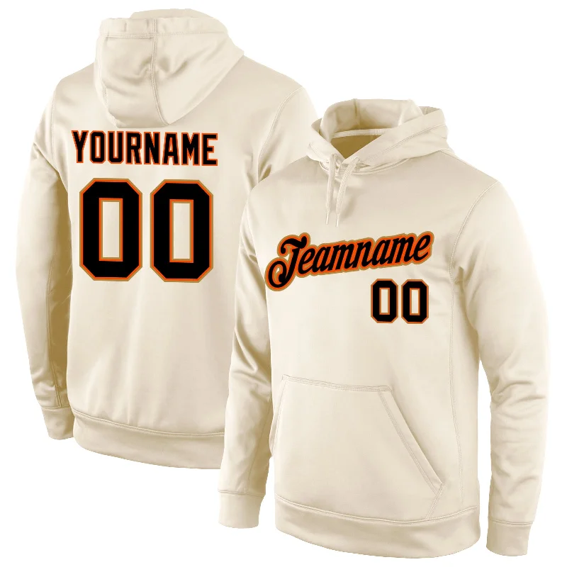 Hoodie with plaid pattern overlayCustom Stitched Cream Black-Orange Sports Pullover Sweatshirt Hoodie