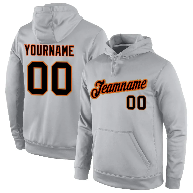 Hoodie for city night explorersCustom Stitched Gray Black-Orange Sports Pullover Sweatshirt Hoodie