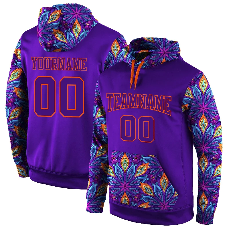 Hoodie for runners breathable fabricCustom Stitched Purple Purple-Orange 3D Pattern Design Sports Pullover Sweatshirt Hoodie