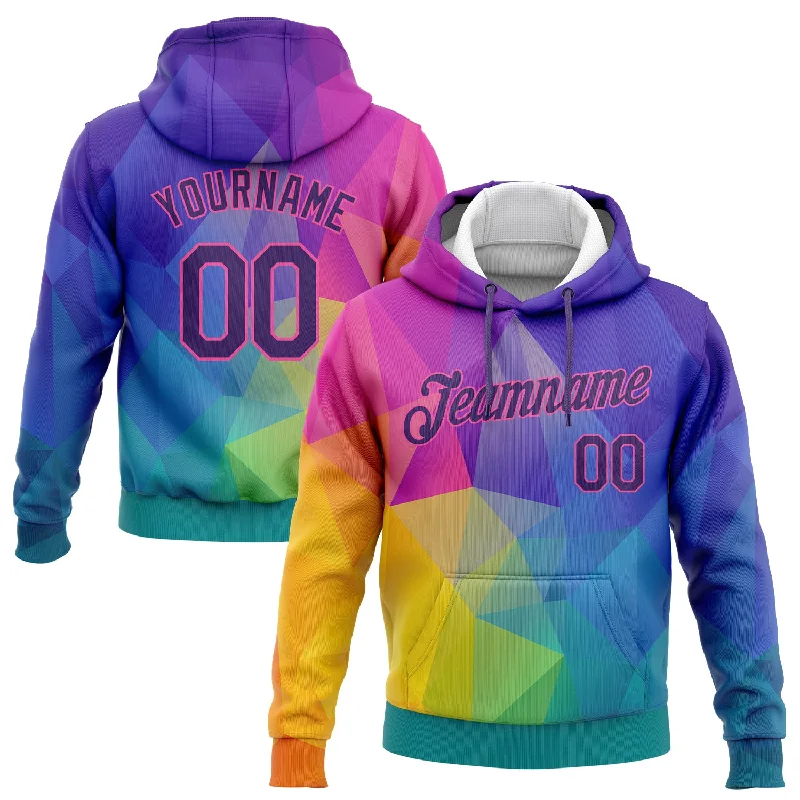 Hoodie with holiday snowflake designCustom Stitched Gold Purple-Pink 3D Pattern Design Abstract Rainbow Sports Pullover Sweatshirt Hoodie