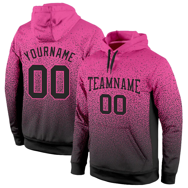 Hoodie with geometric line artCustom Stitched Pink Black Fade Fashion Sports Pullover Sweatshirt Hoodie