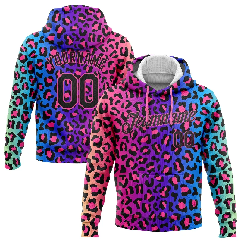 Hoodie with tie-dye patternsCustom Stitched Purple Black-Pink 3D Pattern Design Leopard Sports Pullover Sweatshirt Hoodie