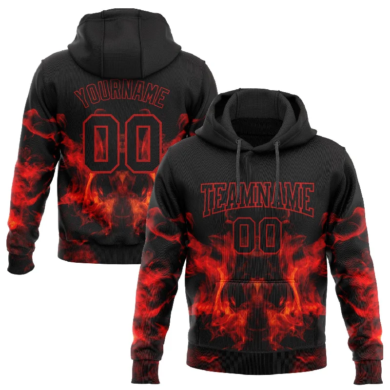 Hoodie for teachers classroom humorCustom Stitched Black Red 3D Skull Fashion Flame Sports Pullover Sweatshirt Hoodie