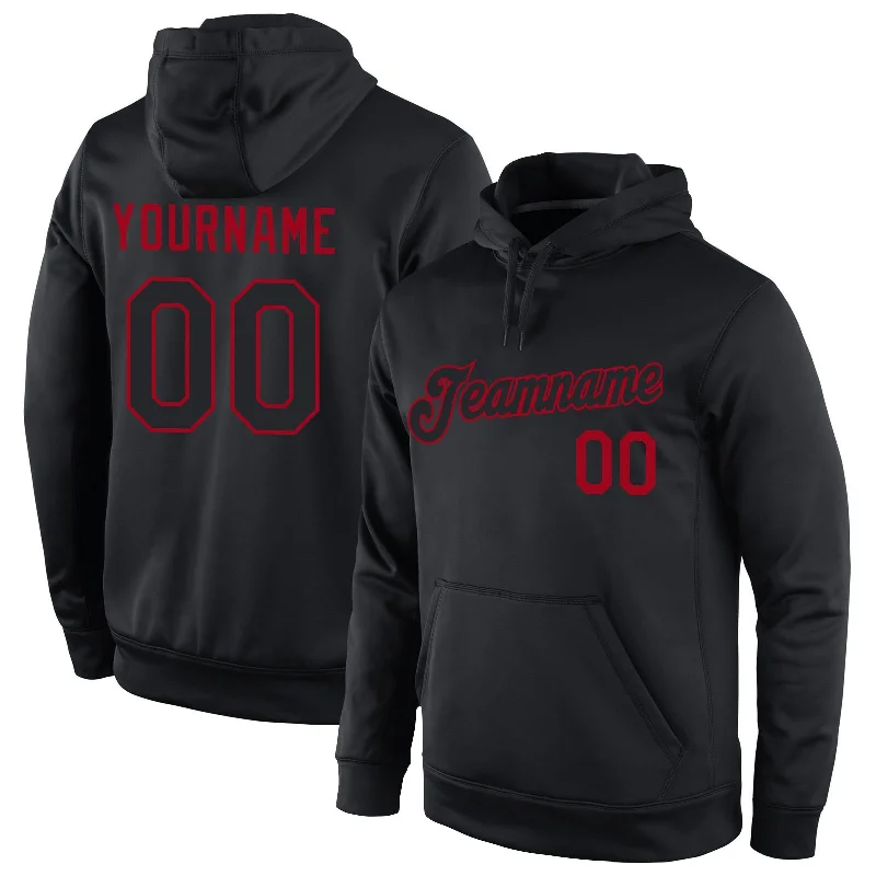 Hoodie for retro arcade fansCustom Stitched Black Black-Red Sports Pullover Sweatshirt Hoodie