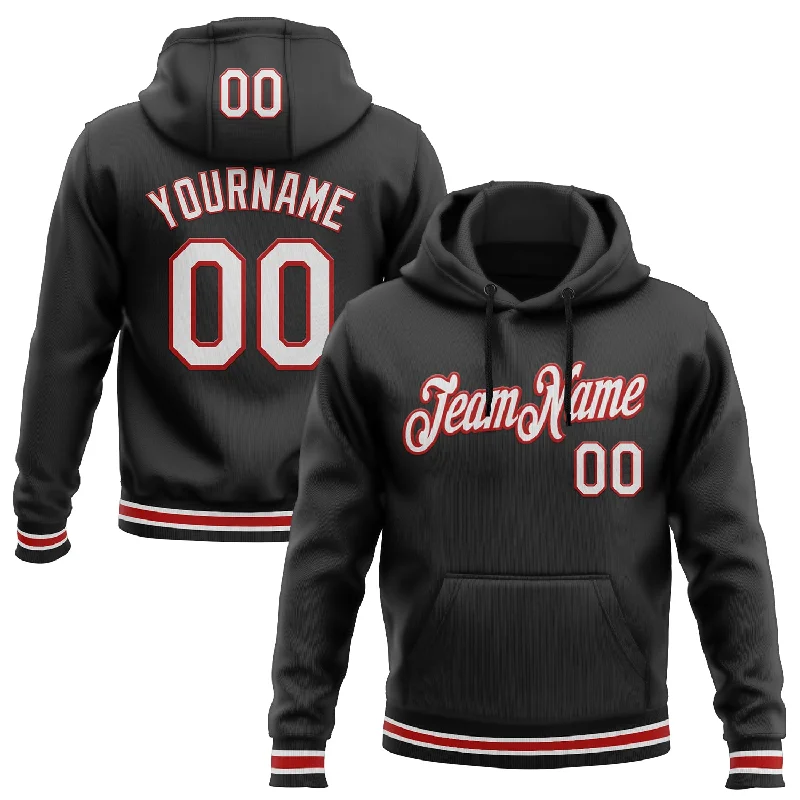 Hoodie for men under $20Custom Stitched Black White-Red Sports Pullover Sweatshirt Hoodie