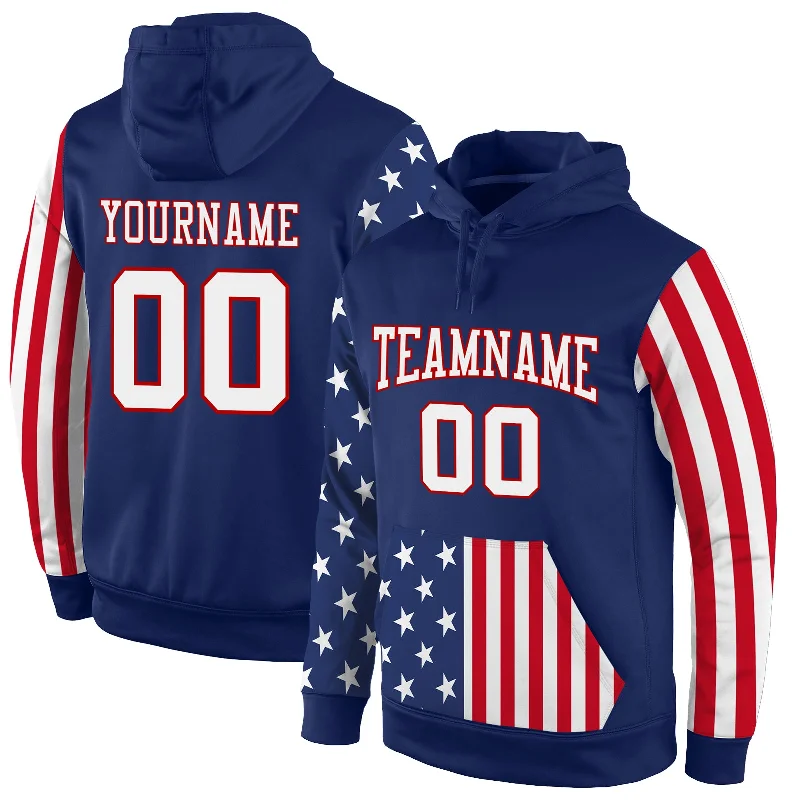 Hoodie with zigzag stripe patternCustom Stitched Royal White-Red 3D American Flag Fashion Sports Pullover Sweatshirt Hoodie