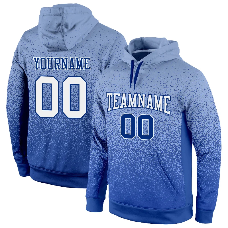 Hoodie with soft fleece liningCustom Stitched Light Blue White-Royal Fade Fashion Sports Pullover Sweatshirt Hoodie