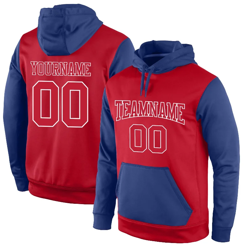 Hoodie for marathon runnersCustom Stitched Red Red-Royal Sports Pullover Sweatshirt Hoodie