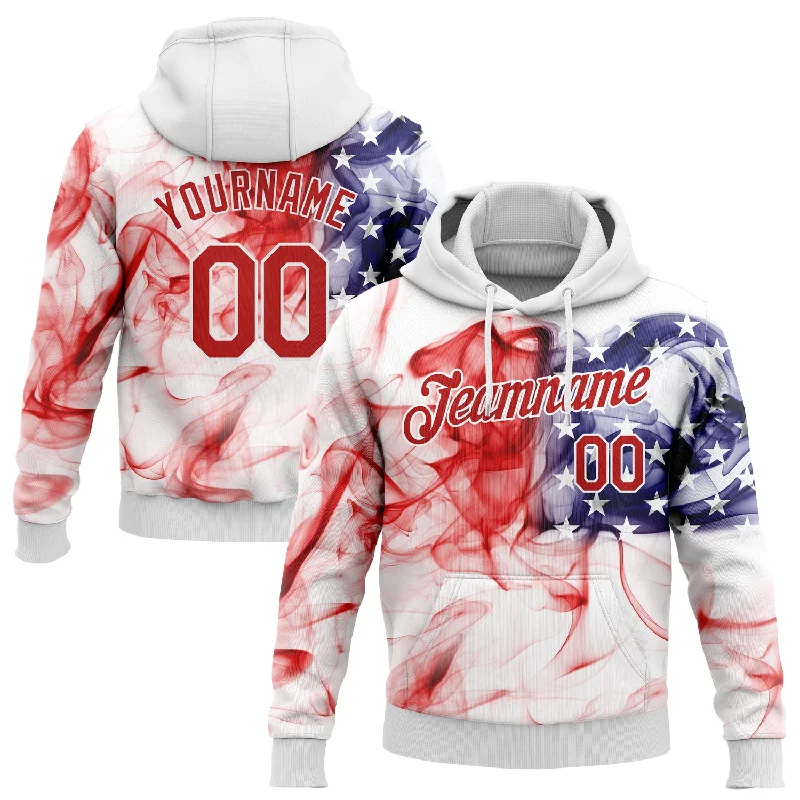 Hoodie for gym workout sessionsCustom Stitched White Red-Royal 3D American Flag Fashion Sports Pullover Sweatshirt Hoodie