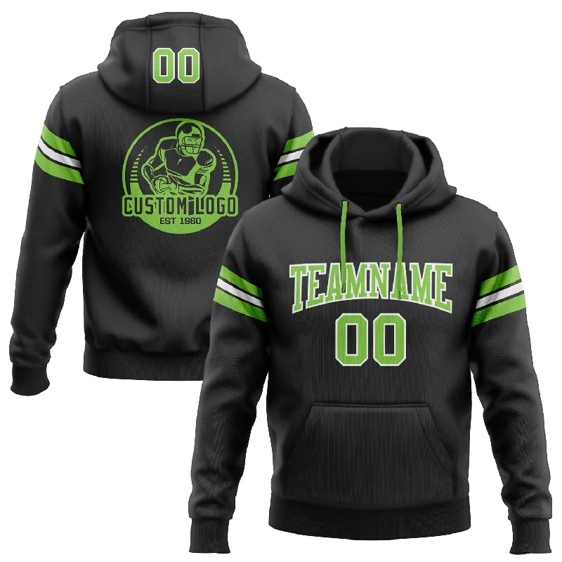 Hoodie for photographers logo gearCustom Stitched Black Neon Green-White Football Pullover Sweatshirt Hoodie