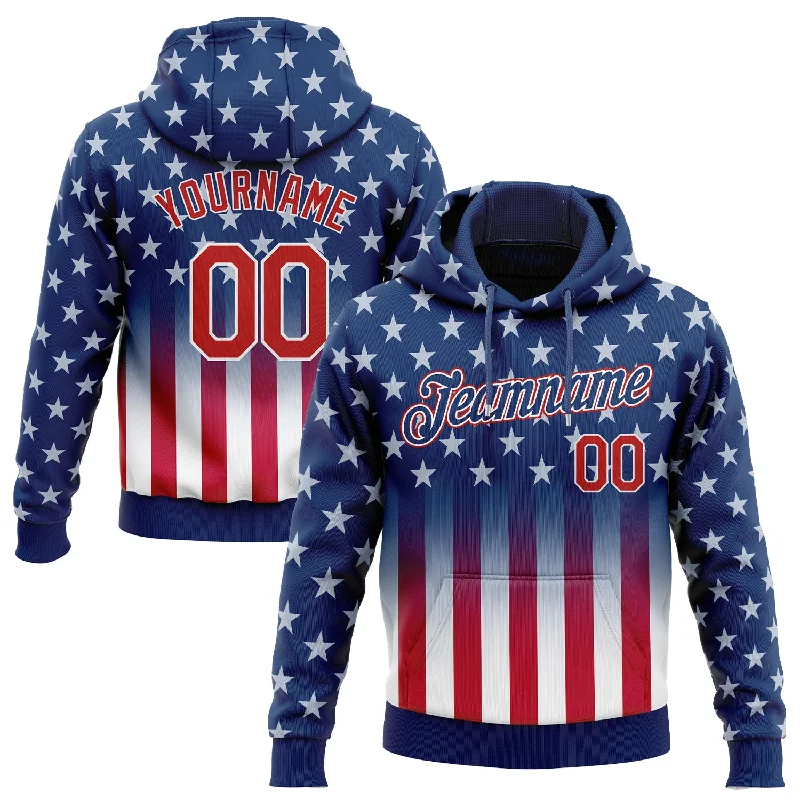 Hoodie with minimalist aestheticCustom Stitched Blue Red-White 3D American Flag Fashion Sports Pullover Sweatshirt Hoodie