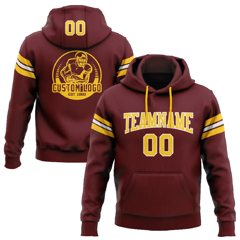 Hoodie with tribal tattoo designCustom Stitched Burgundy Gold-White Football Pullover Sweatshirt Hoodie