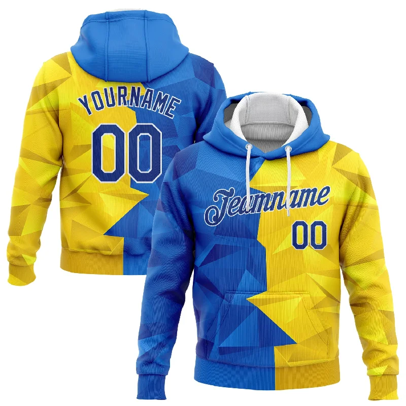 Hoodie for fishing lake tripsCustom Stitched Gold Royal-White 3D Pattern Design Ukrainian Flag Sports Pullover Sweatshirt Hoodie