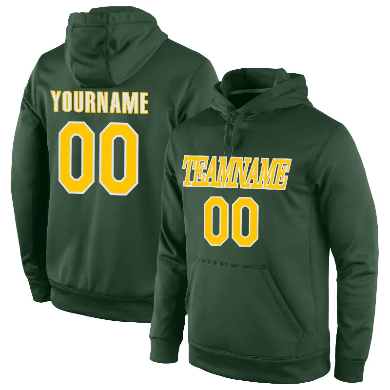 Hoodie for festival camping gearCustom Stitched Green Gold-White Sports Pullover Sweatshirt Hoodie