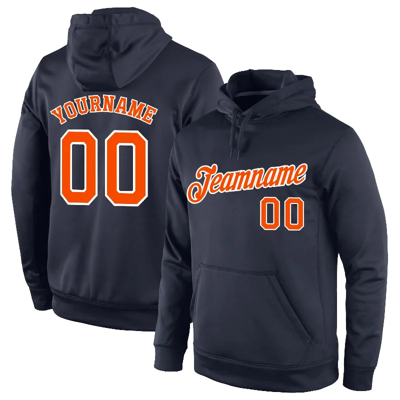 Hoodie with nature tree printCustom Stitched Navy Orange-White Sports Pullover Sweatshirt Hoodie