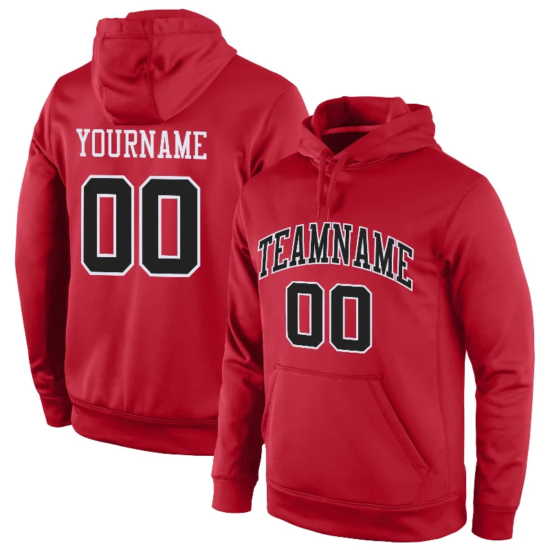 Hoodie for couples matching setsCustom Stitched Red Black-White Sports Pullover Sweatshirt Hoodie