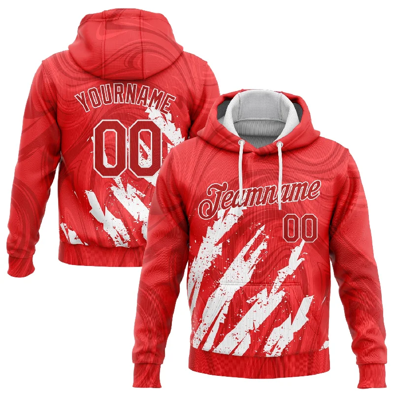 Hoodie with inspirational quote textCustom Stitched Red Red-White 3D Pattern Design Sports Pullover Sweatshirt Hoodie