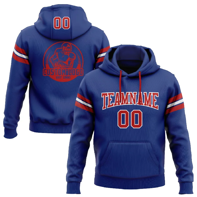 Hoodie with bold graphic printCustom Stitched Royal Red-White Football Pullover Sweatshirt Hoodie