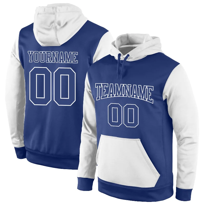 Hoodie for kids with cartoon charactersCustom Stitched Royal Royal-White Sports Pullover Sweatshirt Hoodie