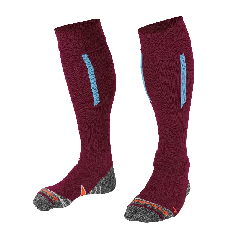 Funky Checkerboard Print Sock-Stanno Forza II Football Sock (burgundy/sky blue)