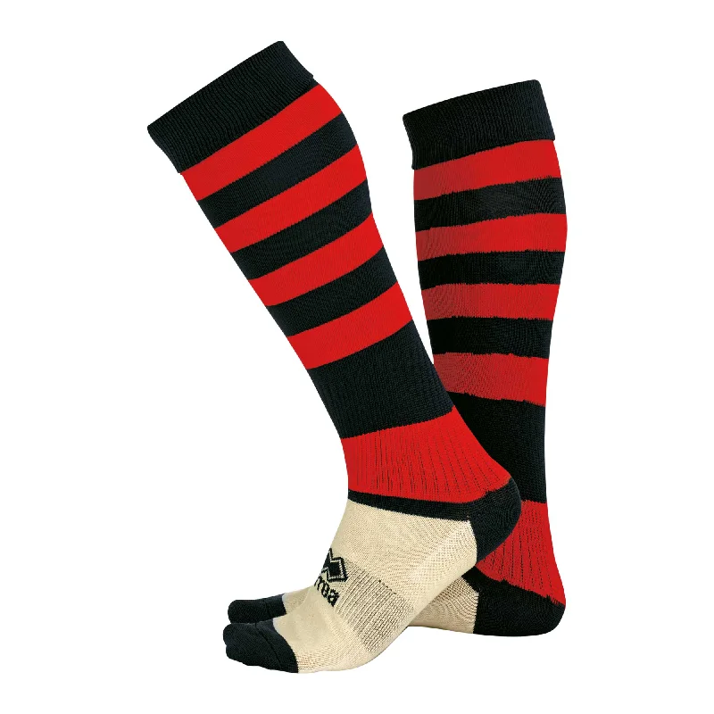 Cozy Hand-Knit Wool Sock-Errea Zone Football Sock (Black/Red)