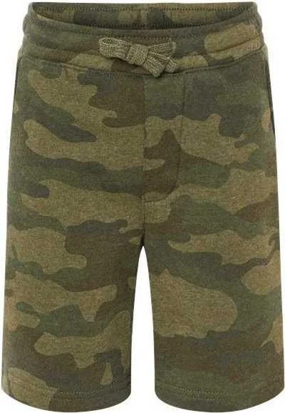 Shorts For Tailgate Fun-Independent Trading Co PRM16SRT Youth Lightweight Special Blend Sweatshorts - Forest Camo Heather