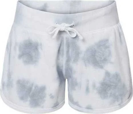 Shorts With Ticket Stubs-J. America 8856 Women's Fleece Shorts - Gray Tie Dye