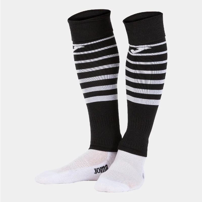 Striped Retro Athletic Sock-Joma Premier II Cut Sock 4 Pack (Black/White)