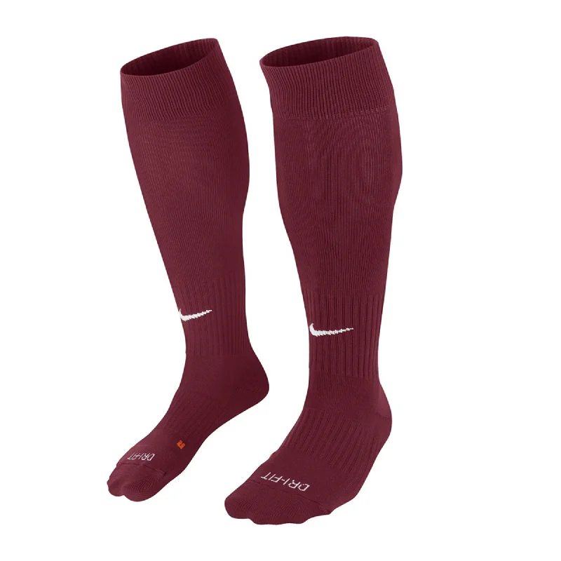 Classic Thin Ribbed Sock-Nike Classic II Cushion Over-The-Calf Socks Maroon/White