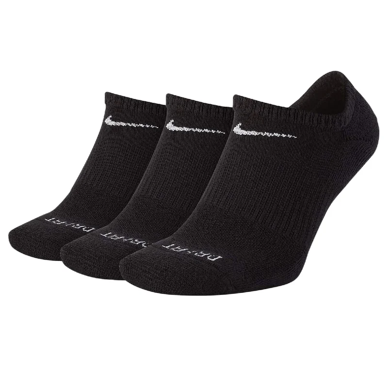 High-Durability Work Sock-Nike Everyday Plus Cushioned No-Show (3 pair) Socks Black/White