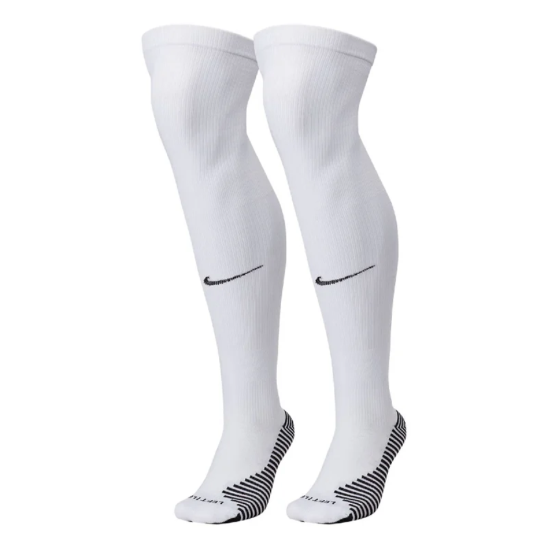 Stylish Gold Accented Sock-Nike MatchFit Knee-High Socks White/Black