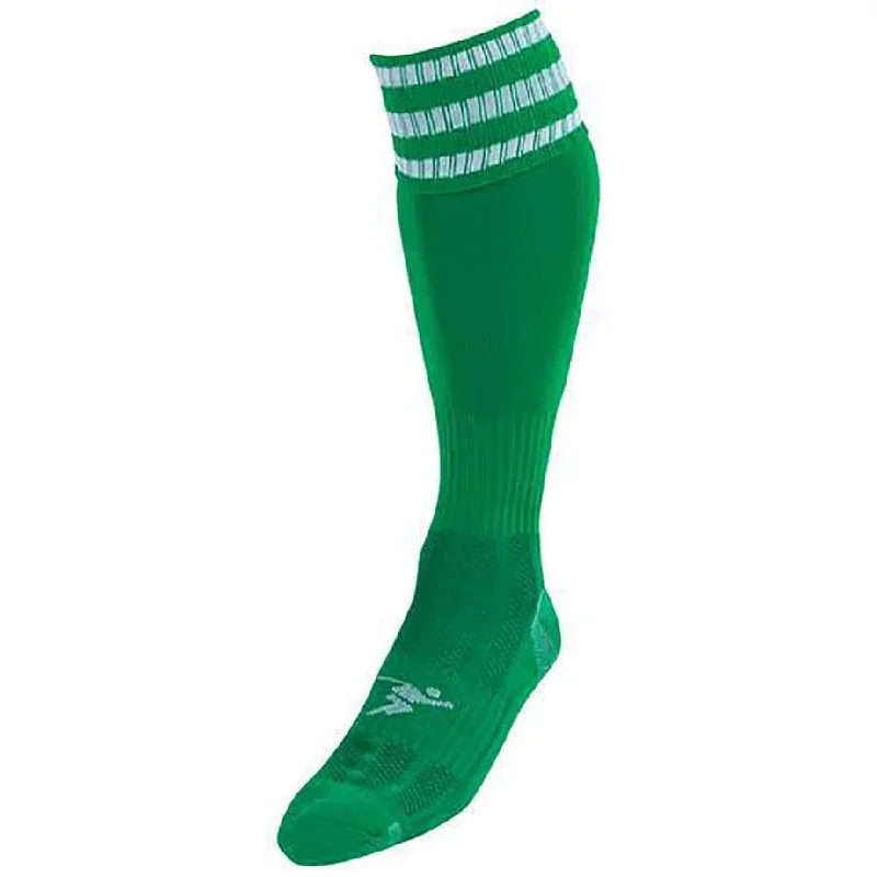 Ultra-Light Barely There Sock-Precision Training 3 Stripe Football Socks - Youth - Green/White