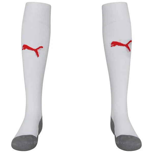 Elegant Lace Trim Sock-Puma Liga Core Football Sock (White/Red)