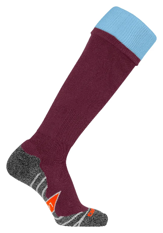 Extra Long Over-the-Knee Sock-Stanno Combi Football Sock (Maroon/Sky Blue)