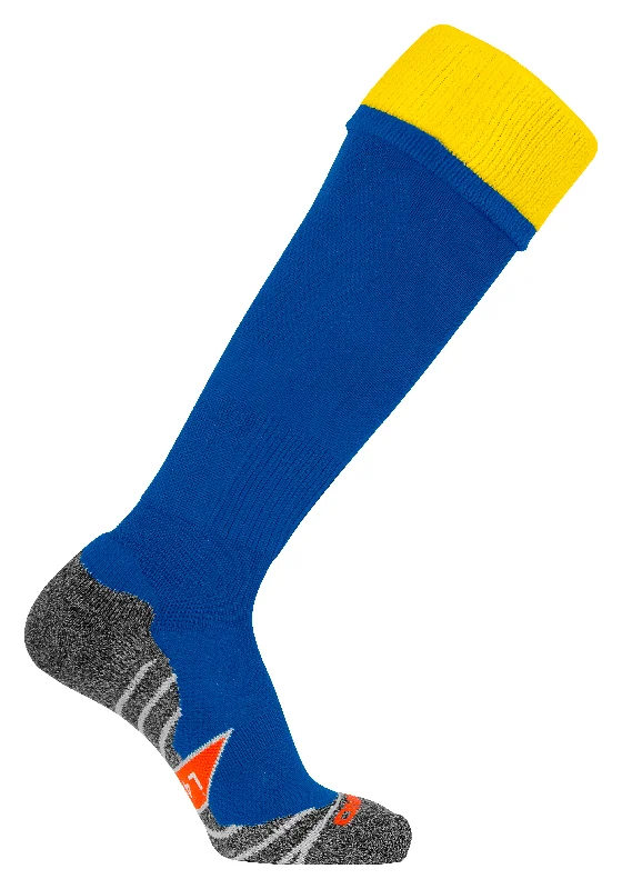 Chic Minimalist Black Sock-Stanno Combi Football Sock (Royal/Yellow)