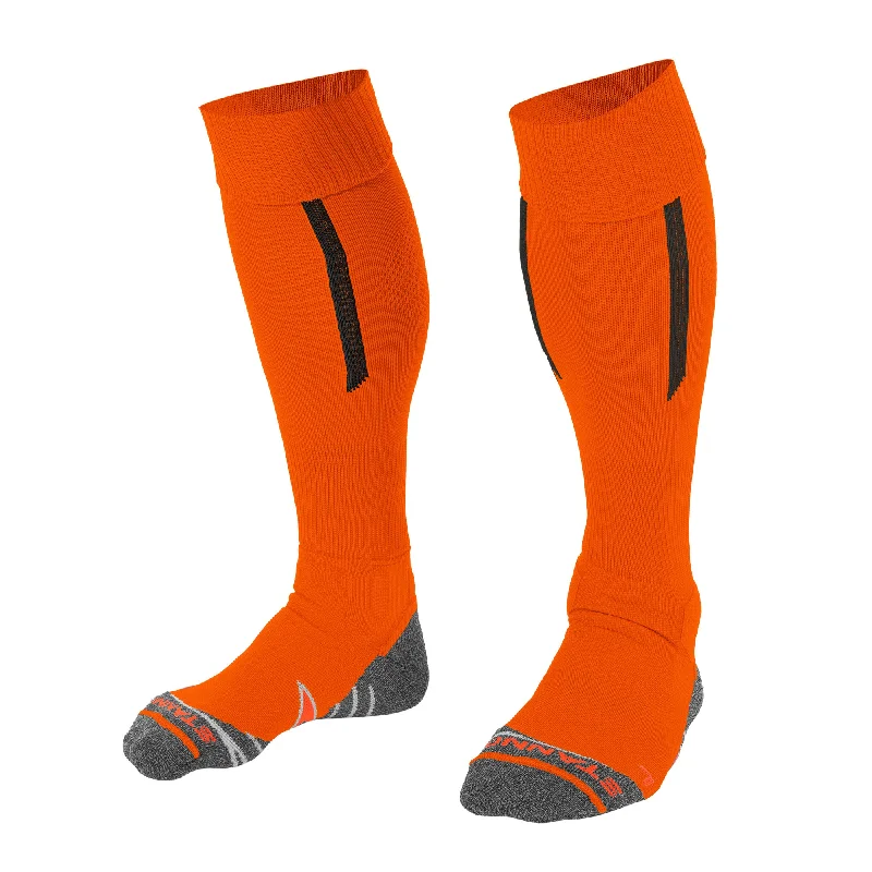 Stretchy Ribbed Knit Sock-Stanno Forza II Football Sock (Orange/Black)