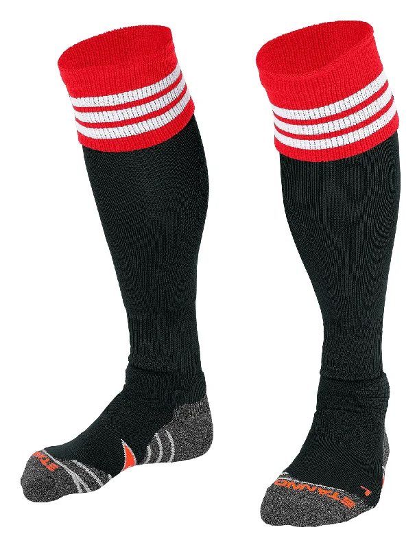 Extra Long Over-the-Knee Sock-Stanno Ring Football Sock (Black/Red/White)